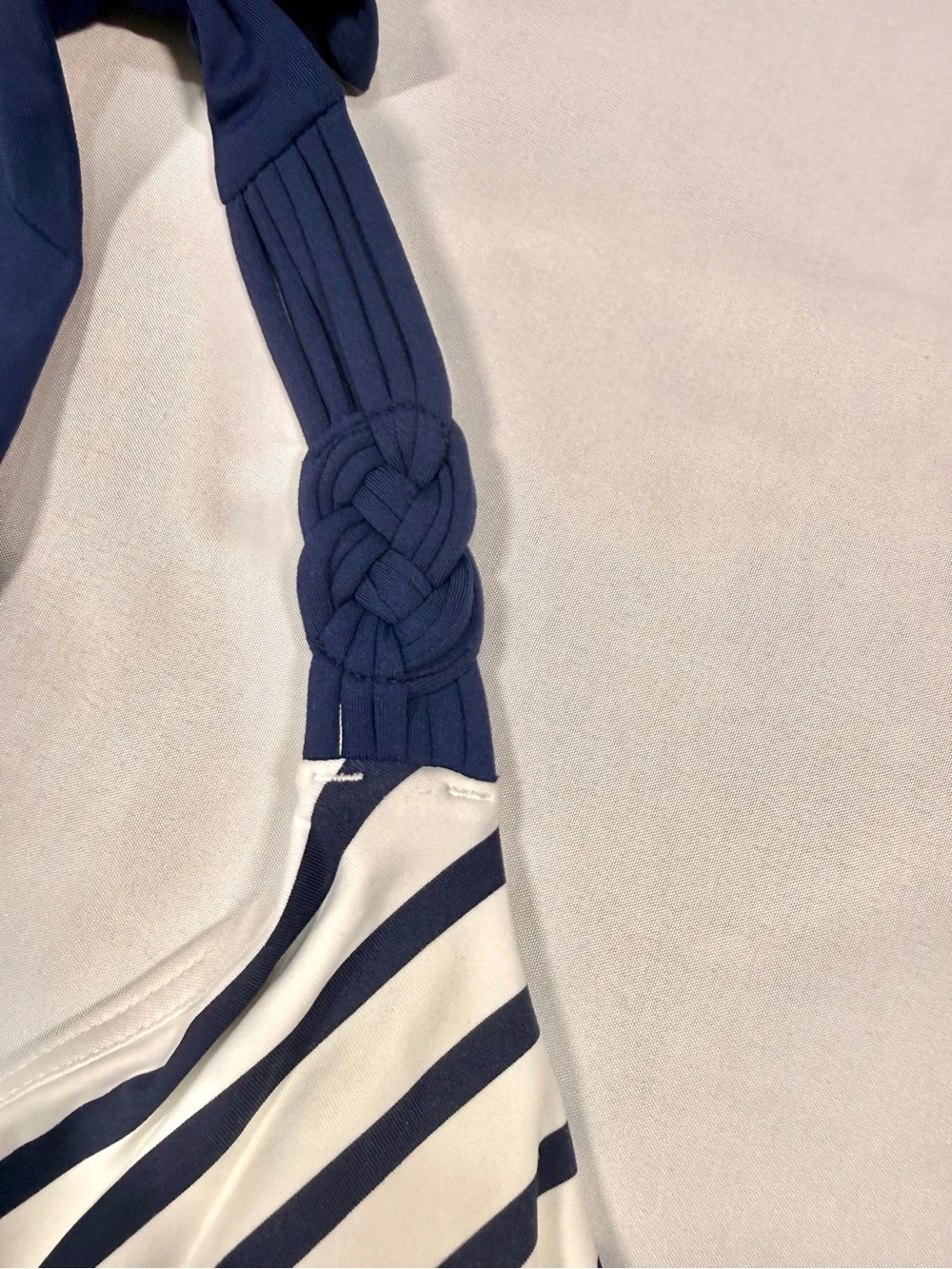 Lands’ End Striped Halter Tankini Swimsuit Top Navy White Size 14